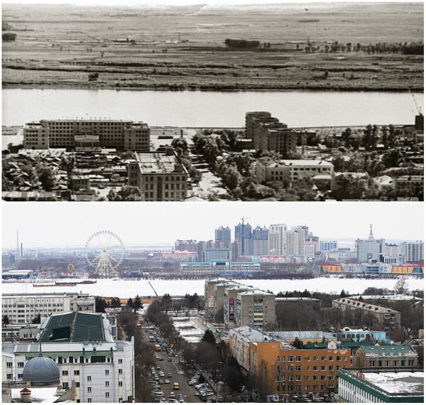 Благовещенск и Хэйхэ (Китай) в 1969-м году и в наши дни