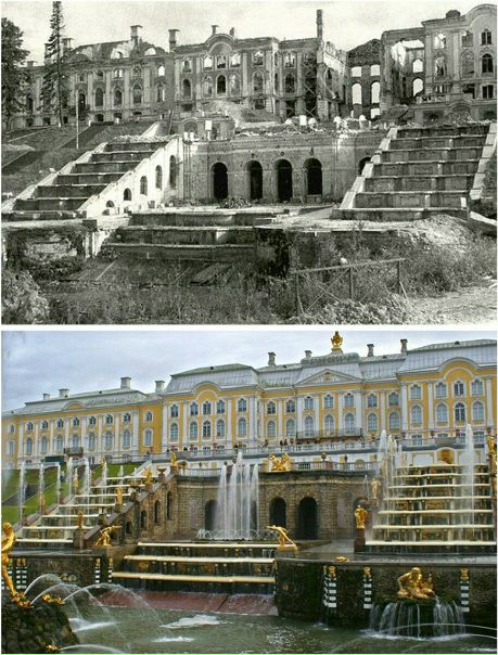 Петродворец (Петергоф, Санкт-Петербург) 1943 и 2016