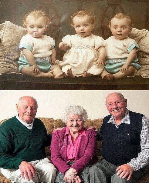 Тройняшки, разница в 80 лет