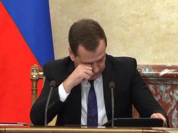 Из-за аномально тёплой зимы Медведев не спит уже пятое заседание подряд.
